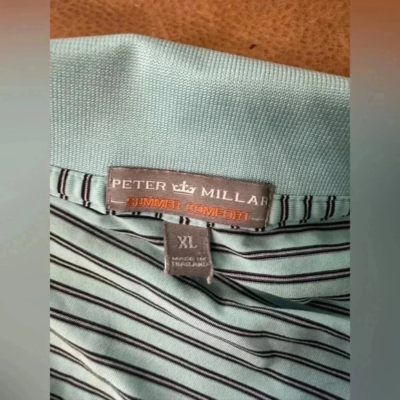 Peter Millar Summer Comfort XL Polo Light Blue Striped - Flawed - Picture 5 of 9
